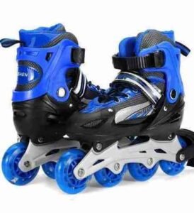 Adjustable Kids Inline Skates ABEC Bearings PU Flashing Wheels Aluminum Frame Outdoor Rollerblades for Children - [AZD]