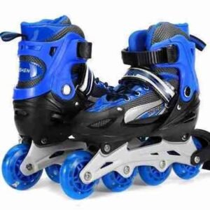 Adjustable Kids Inline Skates ABEC Bearings PU Flashing Wheels Aluminum Frame Outdoor Rollerblades for Children - [AZD]
