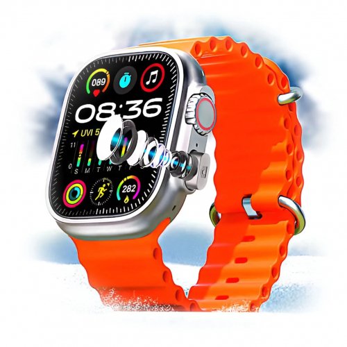 BW9 Pro Camera Smartwatch with SIM Support & Orange Strap