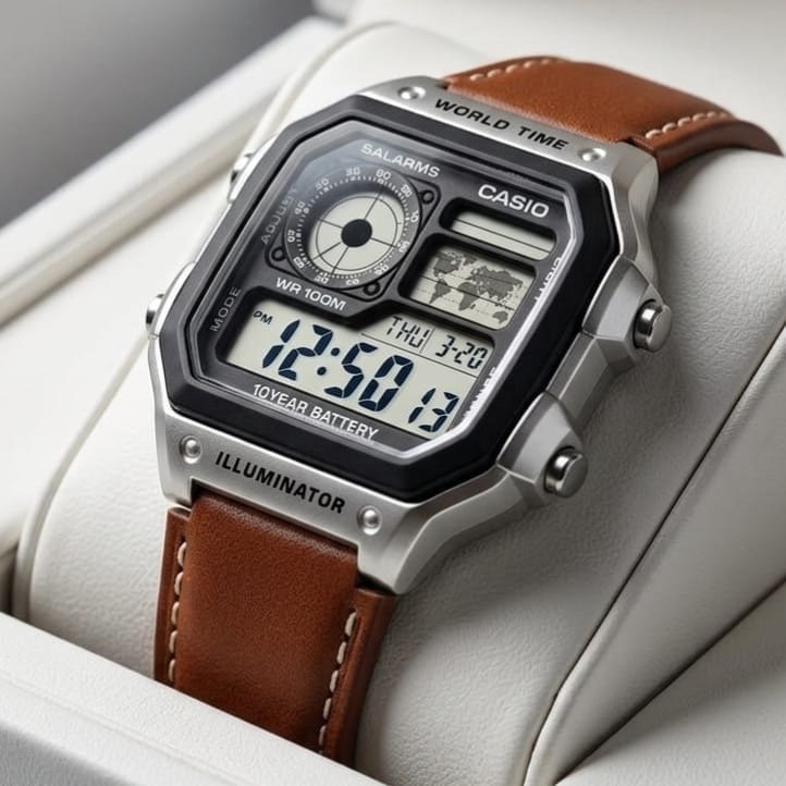 Casio World Time Digital Watch with Black Strap - Image 4