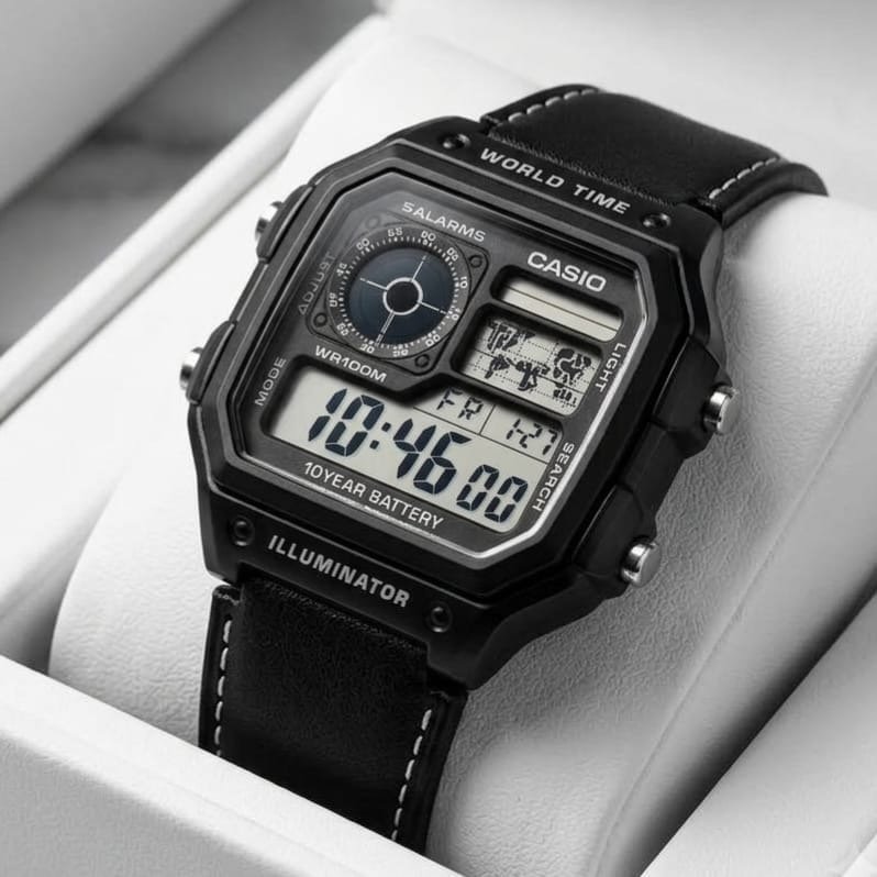 Casio World Time Digital Watch with Black Strap - Image 3