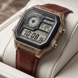 Casio World Time Digital Watch with Black Strap
