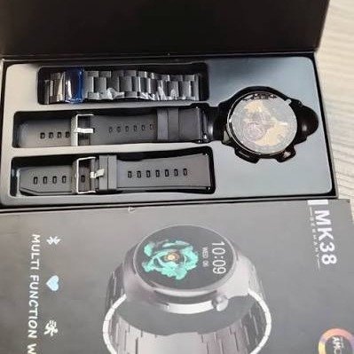 MK38 Round AMOLED Smartwatch with Bluetooth Calling & 3 Straps - Image 2
