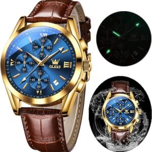 OLEVS Golden Chronograph Men's Watch – Luxury Quartz Wristwatch