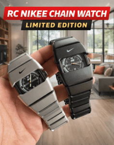 RC Nikee Modern Chain Watch for Men – Black & Silver